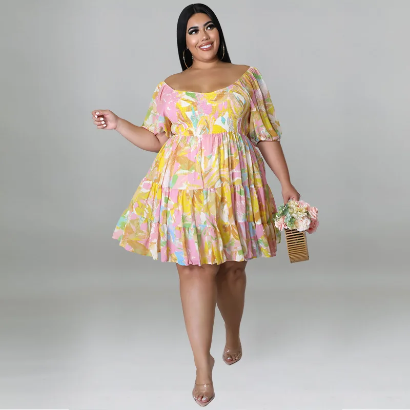 European and American large-size women's clothing summer new products sexy one-word shoulder print dress
European and American large-size women's clothing summer new products sexy one-word shoulder print dress