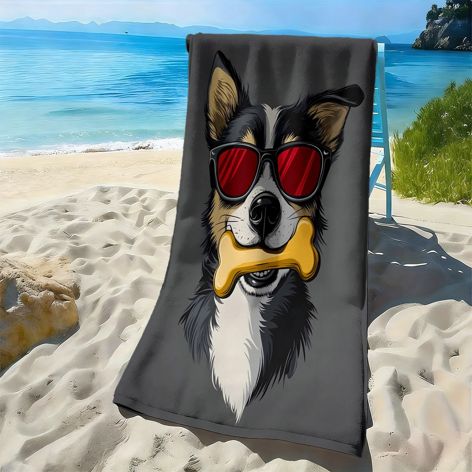 Glasses bone dog pattern polyester microfiber beach towel is highly absorbent, suitable for swimming and beach outings
Glasses bone dog pattern polyester microfiber beach towel is highly absorbent, suitable for swimming and beach outings