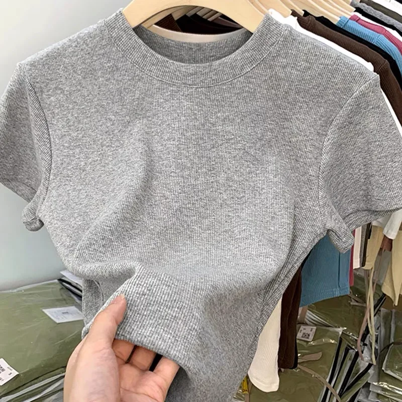 ay Knitted Ice Silk T-irt Women's ort Sve Slim Fit round Ne Top Korean Sle Commute Faion Summer New Arrival
ay Knitted Ice Silk T-irt Women's ort Sve Slim Fit round Ne Top Korean Sle Commute Faion Summer New Arrival