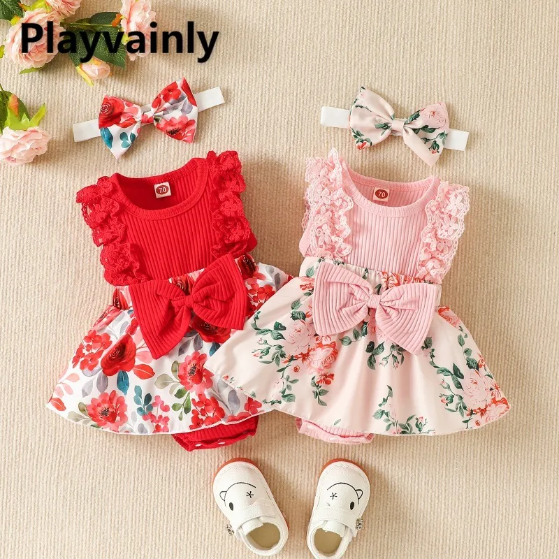 Baby Girl Fashion Jumpsuit Outfits Summer Lace Sleeveless Patchwork Floral Skirt Bodysuit Matching Headwear Infant Clothes S2245
Baby Girl Fashion Jumpsuit Outfits Summer Lace Sleeveless Patchwork Floral Skirt Bodysuit Matching Headwear Infant Clothes S2245