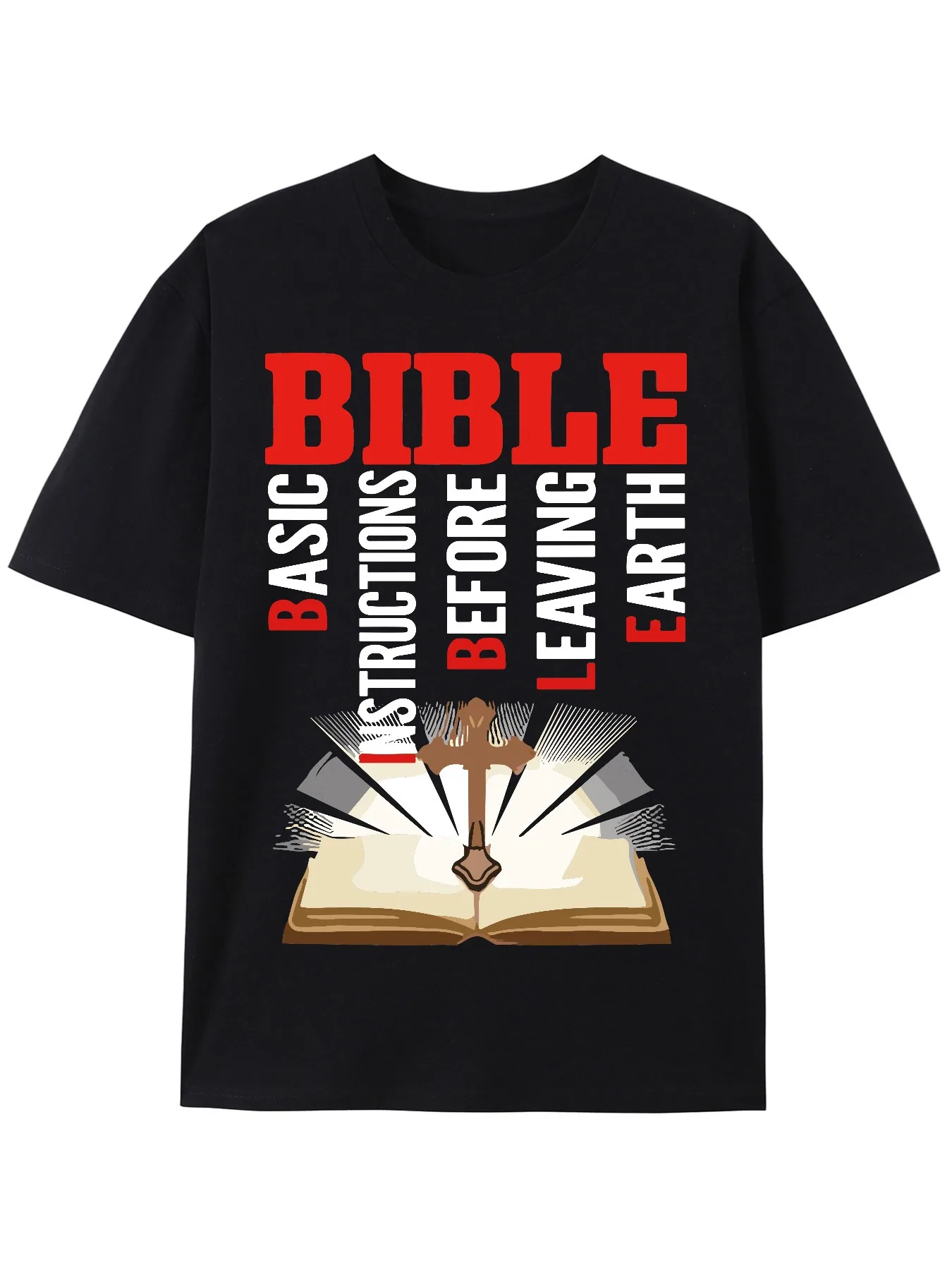 Soft, Breathable Vibrant Bible and Cross Print T-Shirt for Men - Casual Short Sleeve Crew Neck Tee for Summer
Soft, Breathable Vibrant Bible and Cross Print T-Shirt for Men - Casual Short Sleeve Crew Neck Tee for Summer