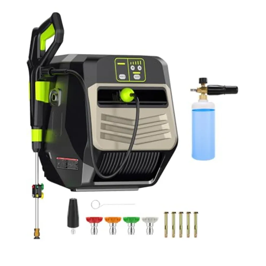 Wall Mounted MAX 5500PSI Pressure Washer, Stainless Steel Body, Black, 4 Nozzle Tips + 5 Levers, 3.6GPM, 100FT Hose with Automa
Wall Mounted MAX 5500PSI Pressure Washer, Stainless Steel Body, Black, 4 Nozzle Tips + 5 Levers, 3.6GPM, 100FT Hose with Automa