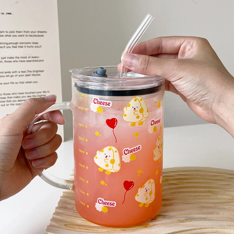1000ml Large Capacity Glass Cute Cartoon Clear Cup with Handle and Lid Straw Coffee Milk Juice Cups Heat Resistance Milk Mug
1000ml Large Capacity Glass Cute Cartoon Clear Cup with Handle and Lid Straw Coffee Milk Juice Cups Heat Resistance Milk Mug