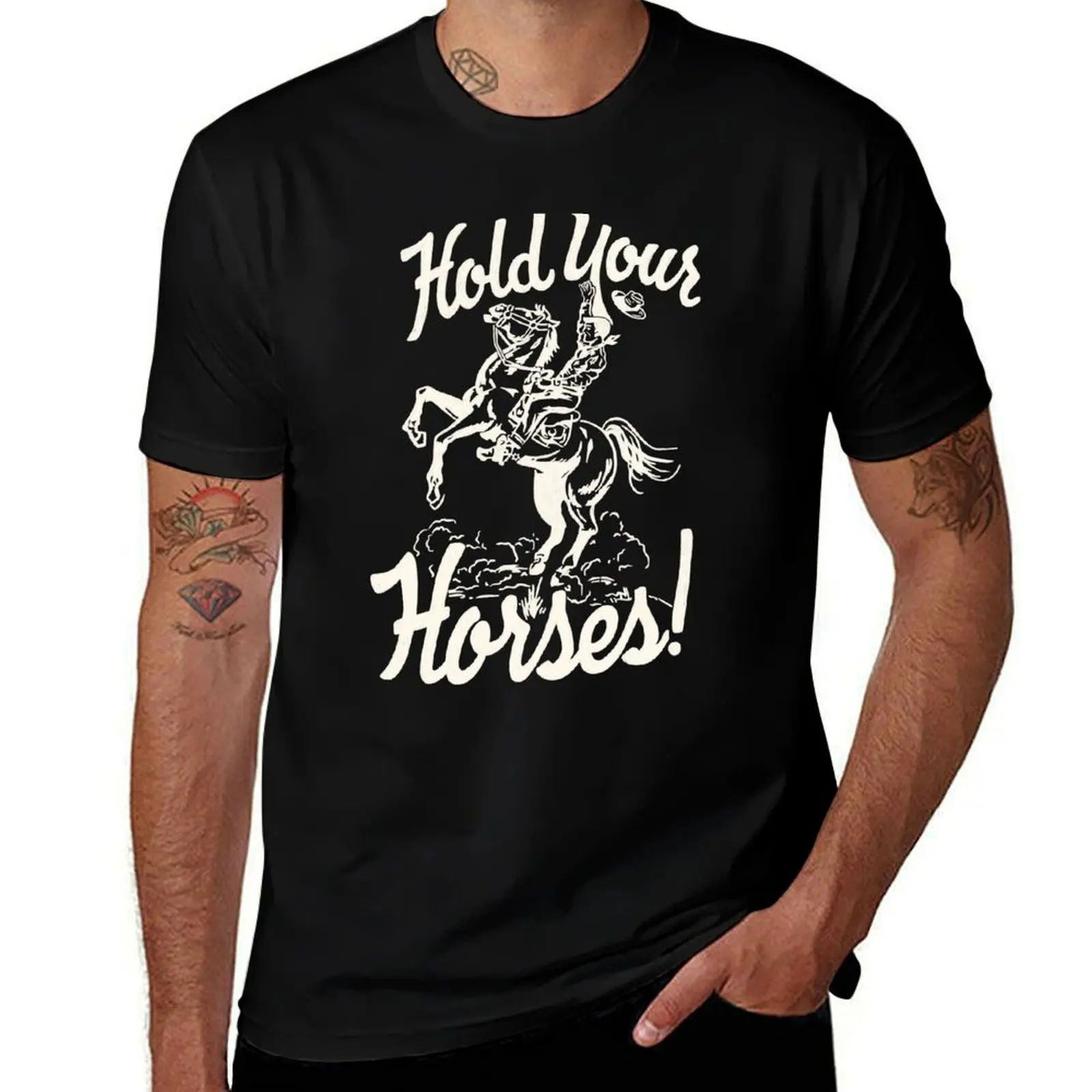hold your horses (white) T-Shirt Simple Line Art Print Tee
hold your horses (white) T-Shirt Simple Line Art Print Tee