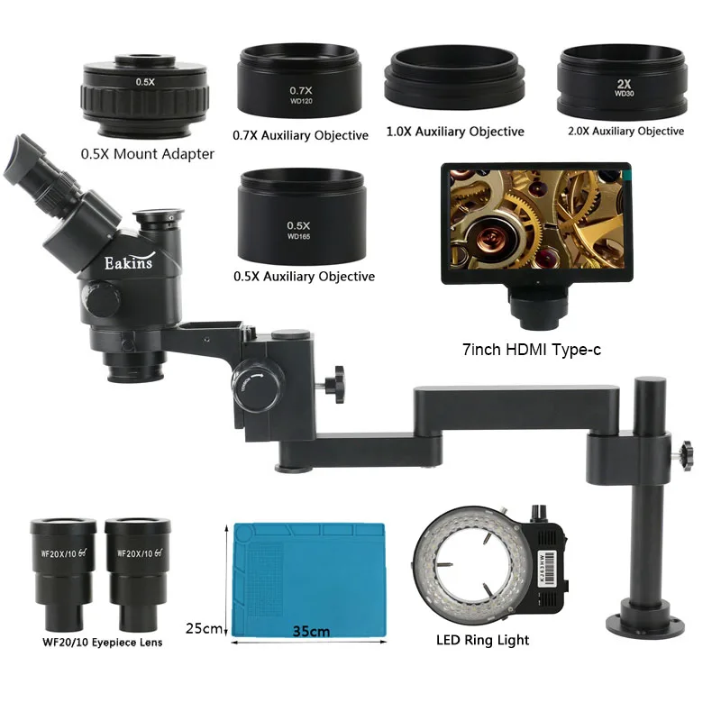 Zoom 3.5X-180X Trinocular Stereo Microscope Rotatable Swing Arm Stand 7"/10.1"/13.3" LCD Integrated Measure Video Digital Camera
Zoom 3.5X-180X Trinocular Stereo Microscope Rotatable Swing Arm Stand 7"/10.1"/13.3" LCD Integrated Measure Video Digital Camera