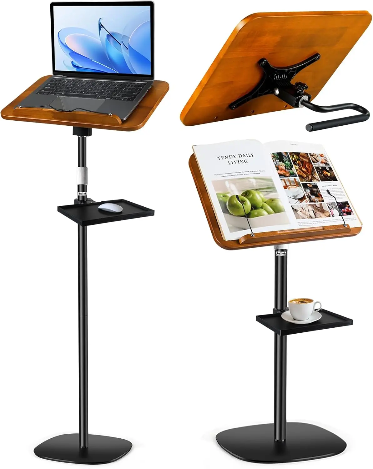 2-in-1 Floor & Desktop Book Stand, Adjustable Height 16.5-51" Wooden Holder with Page Clips & Tray
2-in-1 Floor & Desktop Book Stand, Adjustable Height 16.5-51" Wooden Holder with Page Clips & Tray