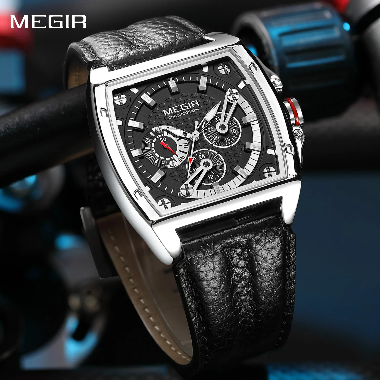 MEGIR Chronograph Fashion Tonneau Shaped Dial Men's Sport Quartz Watches Waterproof Male Wristwatch Clock with Week 24-hour Date
MEGIR Chronograph Fashion Tonneau Shaped Dial Men's Sport Quartz Watches Waterproof Male Wristwatch Clock with Week 24-hour Date