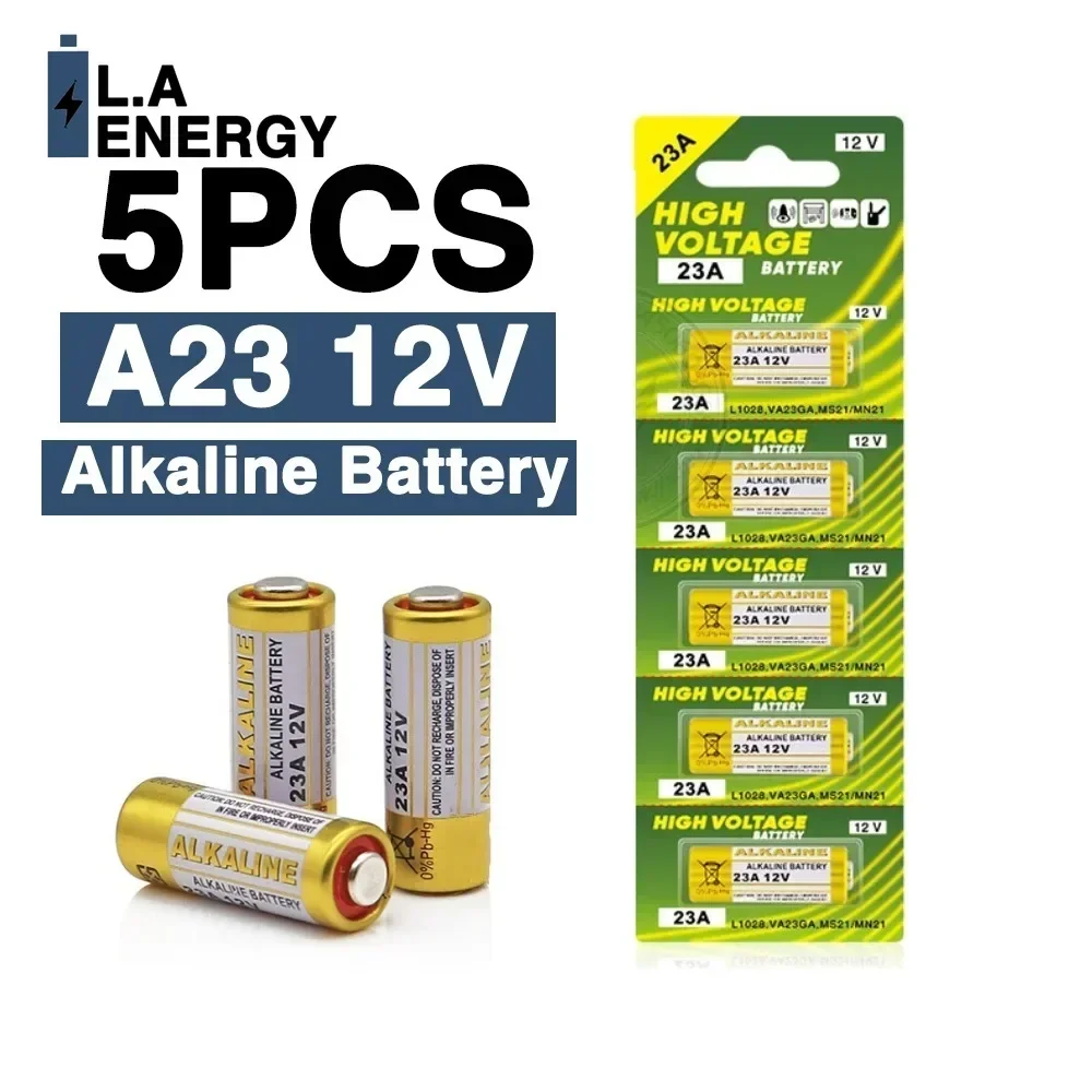 5PCS A23 12V Alkaline Battery 23A 23GA A23S E23A EL12 MN21 MS21 V23GA L1028 GP23A LRV08 for Remote Control Doorbell Toy Dry Cell
5PCS A23 12V Alkaline Battery 23A 23GA A23S E23A EL12 MN21 MS21 V23GA L1028 GP23A LRV08 for Remote Control Doorbell Toy Dry Cell