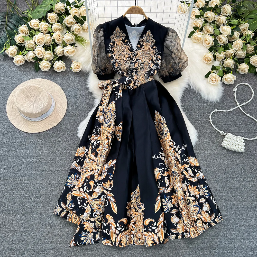 Summer Sexy Floral Print Elegant Party Long Dresses For Women's Lace V-Neck Short Sleeved Vintage Bohemian Maxi Dress Bandage
Summer Sexy Floral Print Elegant Party Long Dresses For Women's Lace V-Neck Short Sleeved Vintage Bohemian Maxi Dress Bandage