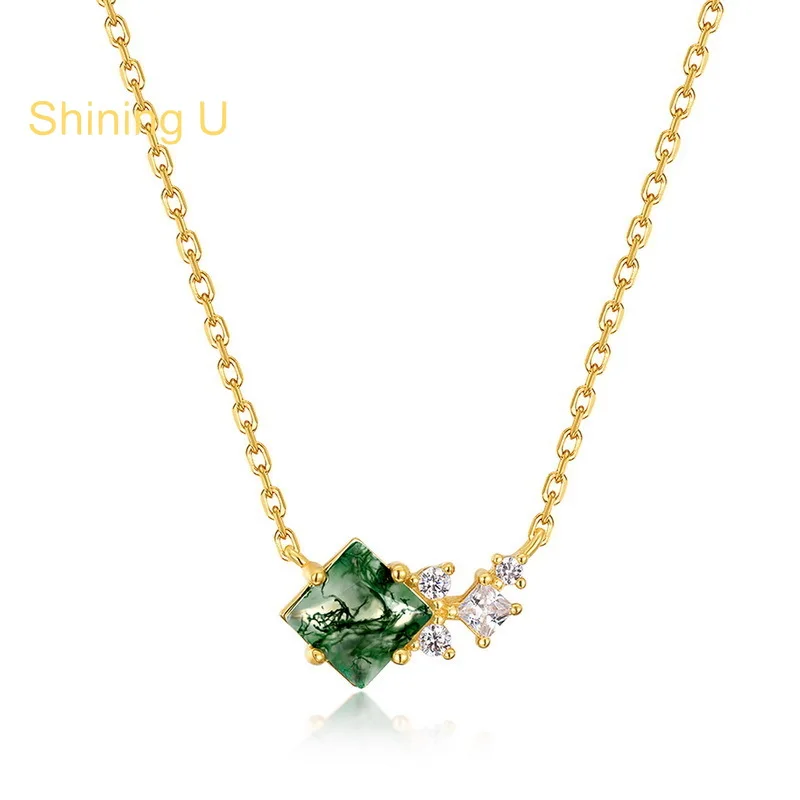 Shining U 925 Sterling Silver 6*6mm Square Green Stone Necklace for Women Fine Jewelry Summer
Shining U 925 Sterling Silver 6*6mm Square Green Stone Necklace for Women Fine Jewelry Summer