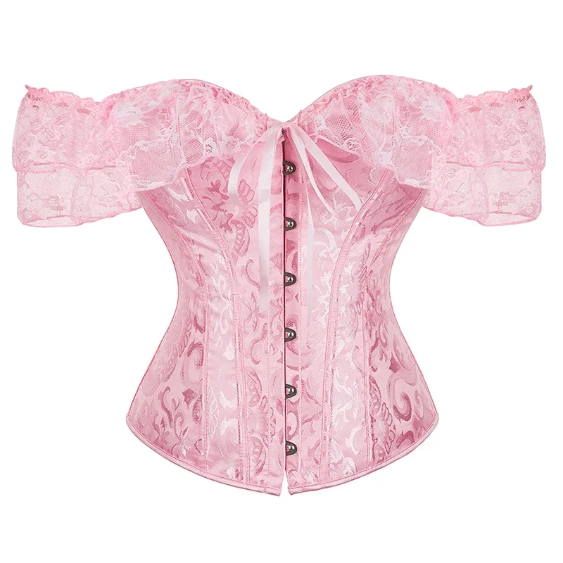 Womens Bustier Corset Lace Up Short Sleeve Sheer Corset Bluse Costume Crop Top Lingerie Waist Cincher
Womens Bustier Corset Lace Up Short Sleeve Sheer Corset Bluse Costume Crop Top Lingerie Waist Cincher