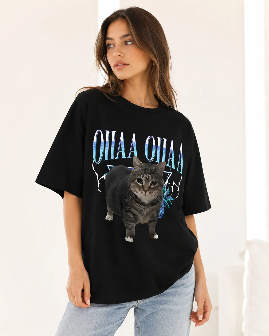 Funny “Meow Meow” Spinning Cat Emoji T-Shirt Alarm Clock P71 Print Design Cat Lovers Fashionable Women's T-Shirt P71
Funny “Meow Meow” Spinning Cat Emoji T-Shirt Alarm Clock P71 Print Design Cat Lovers Fashionable Women's T-Shirt P71