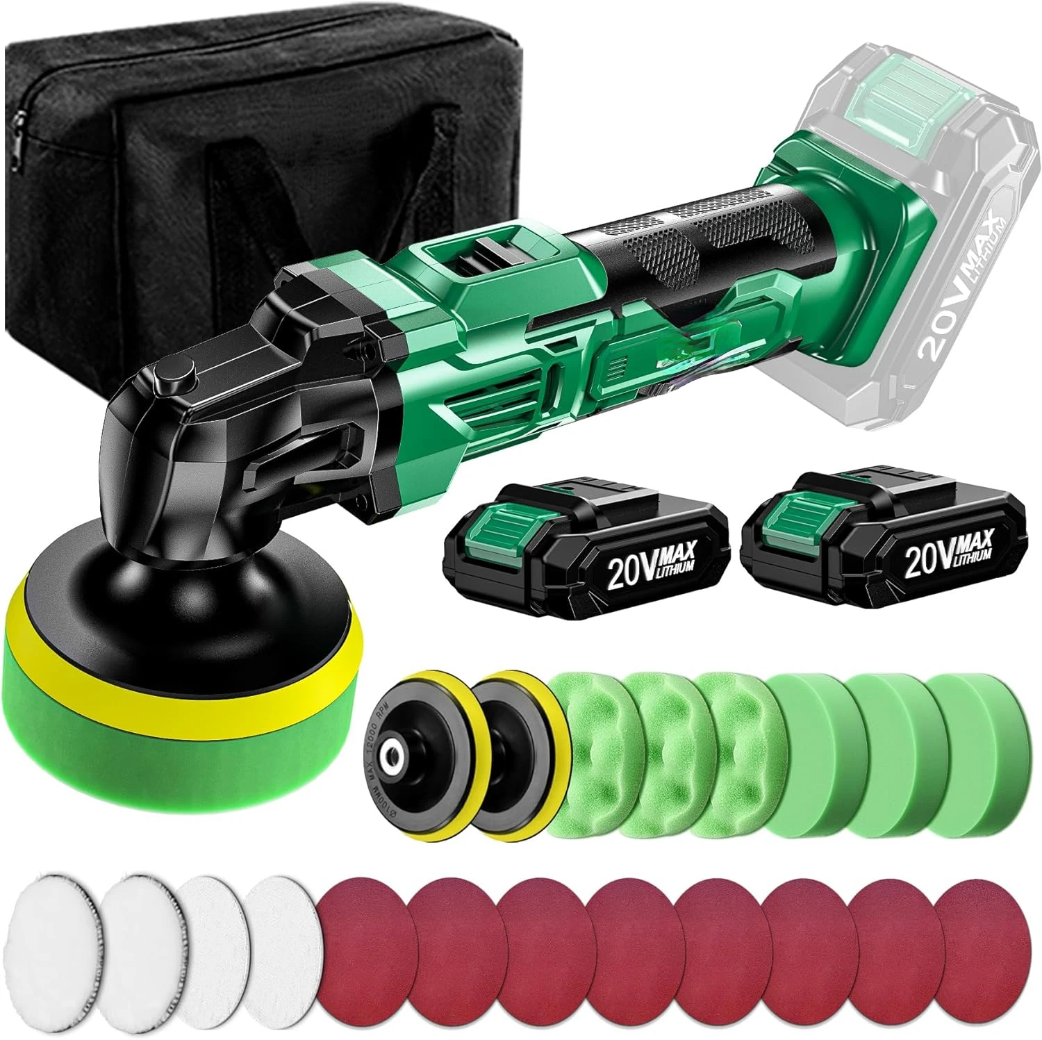 KIMO 20V Cordless Buffer Polisher Kit, 24X2000mAh Batteries, Car Polisher w/ 6 Variable Speed Up to 3634RPM, Co
KIMO 20V Cordless Buffer Polisher Kit, 24X2000mAh Batteries, Car Polisher w/ 6 Variable Speed Up to 3634RPM, Co
