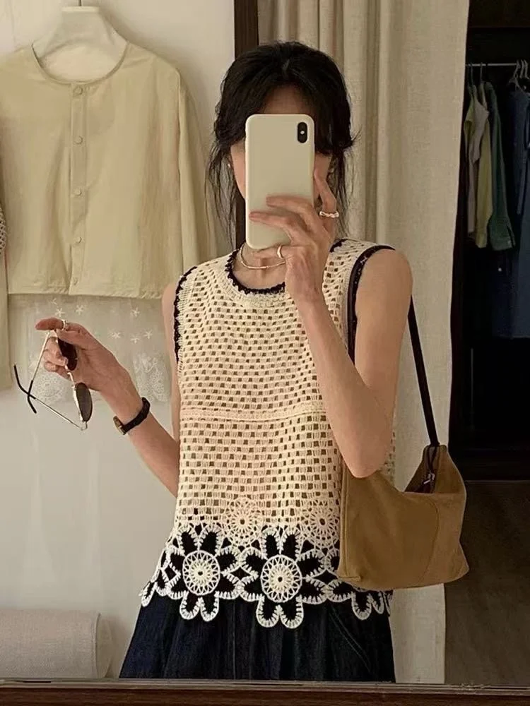 Новая летняя женская одежда Tagkita 2025: вязаный жилет-рубашка без рукавов с цветочным узором по низу, прямой крой, в нежном стиле
Новая летняя женская одежда Tagkita 2025: вязаный жилет-рубашка без рукавов с цветочным узором по низу, прямой крой, в нежном стиле