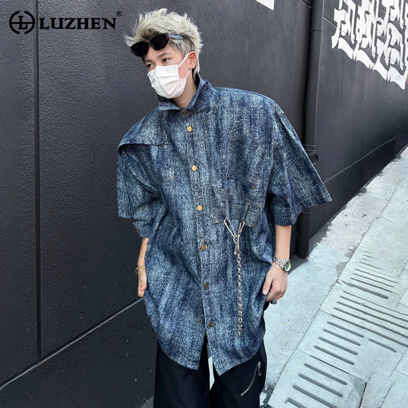 LUZHEN Original Niche Tie-dyed Design Shoulder Pad Short Sleeve Denim Shirt Jacket Men's 2025 New High Quality Loose Tops JY3579
LUZHEN Original Niche Tie-dyed Design Shoulder Pad Short Sleeve Denim Shirt Jacket Men's 2025 New High Quality Loose Tops JY3579