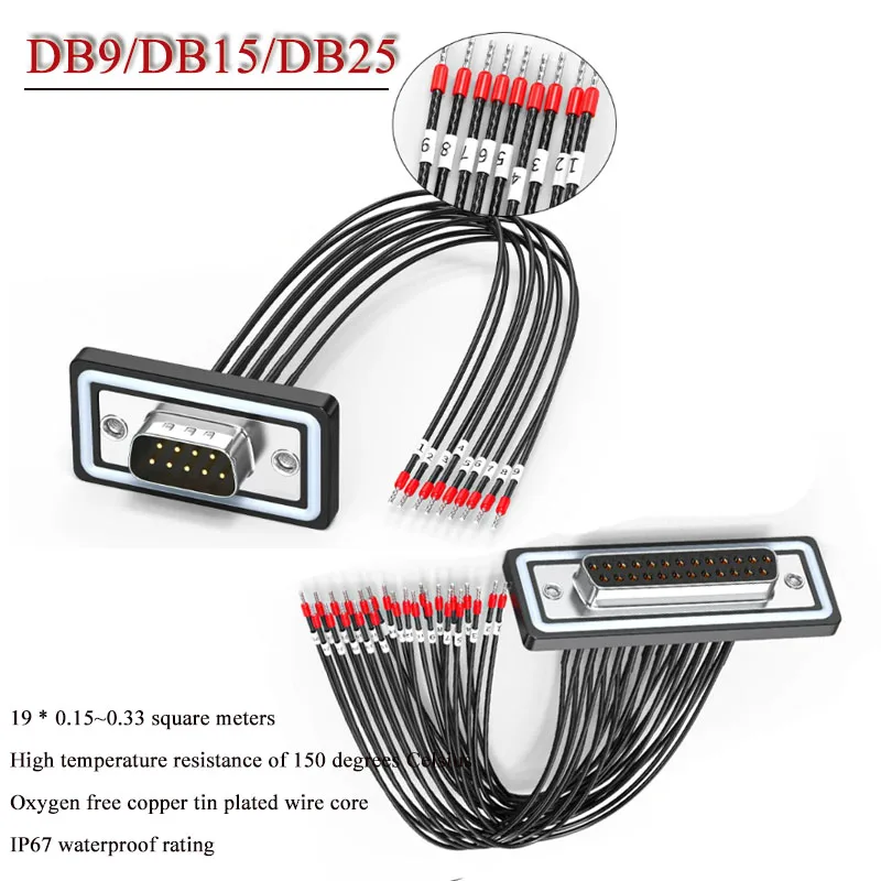 Waterproof DB25 DB9 DB15 Plug Terminal Wire IP67 High-temperature Resistant 9Pin Connector Cable 232/485 Serial Port Socket Line
Waterproof DB25 DB9 DB15 Plug Terminal Wire IP67 High-temperature Resistant 9Pin Connector Cable 232/485 Serial Port Socket Line