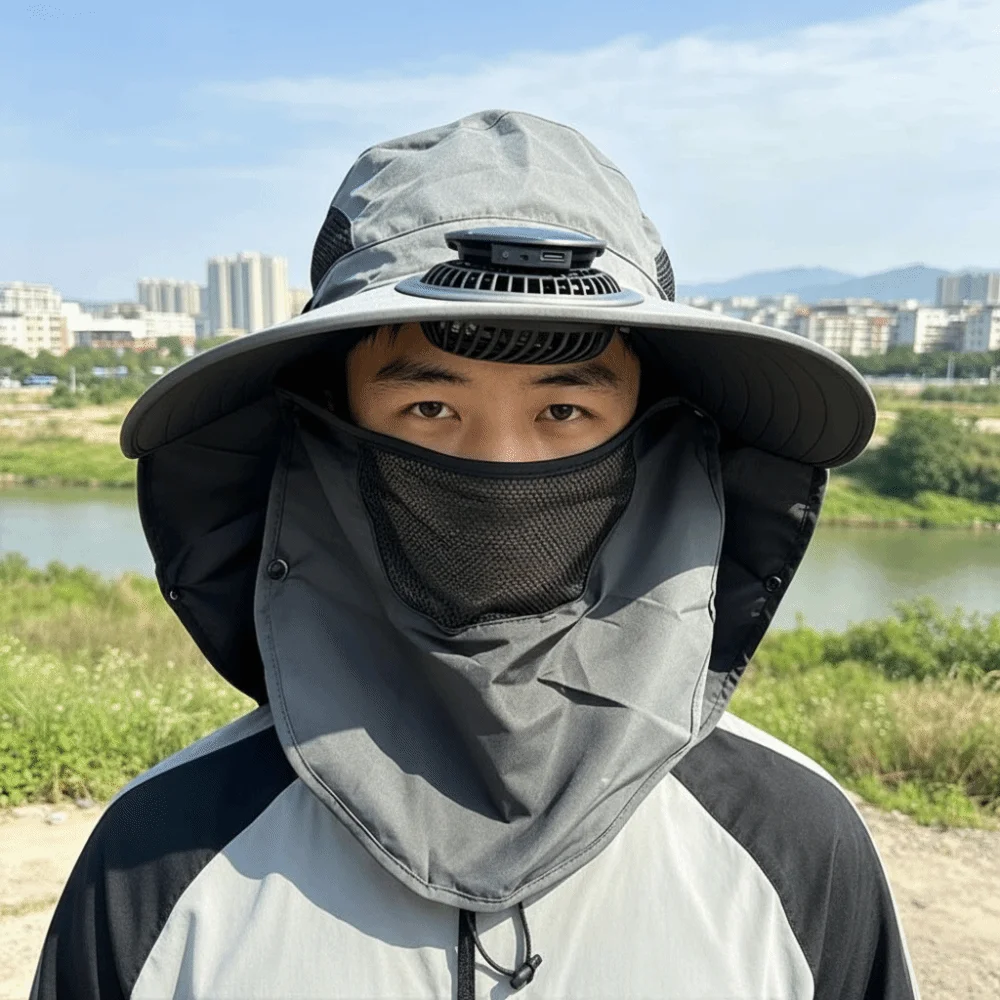 Portable Solar Rechargeable Fan Hat Adjustable with Shawl Fishing Sun Shading Cap with Face Cover 300mA for 3.7V/300mAh
Portable Solar Rechargeable Fan Hat Adjustable with Shawl Fishing Sun Shading Cap with Face Cover 300mA for 3.7V/300mAh