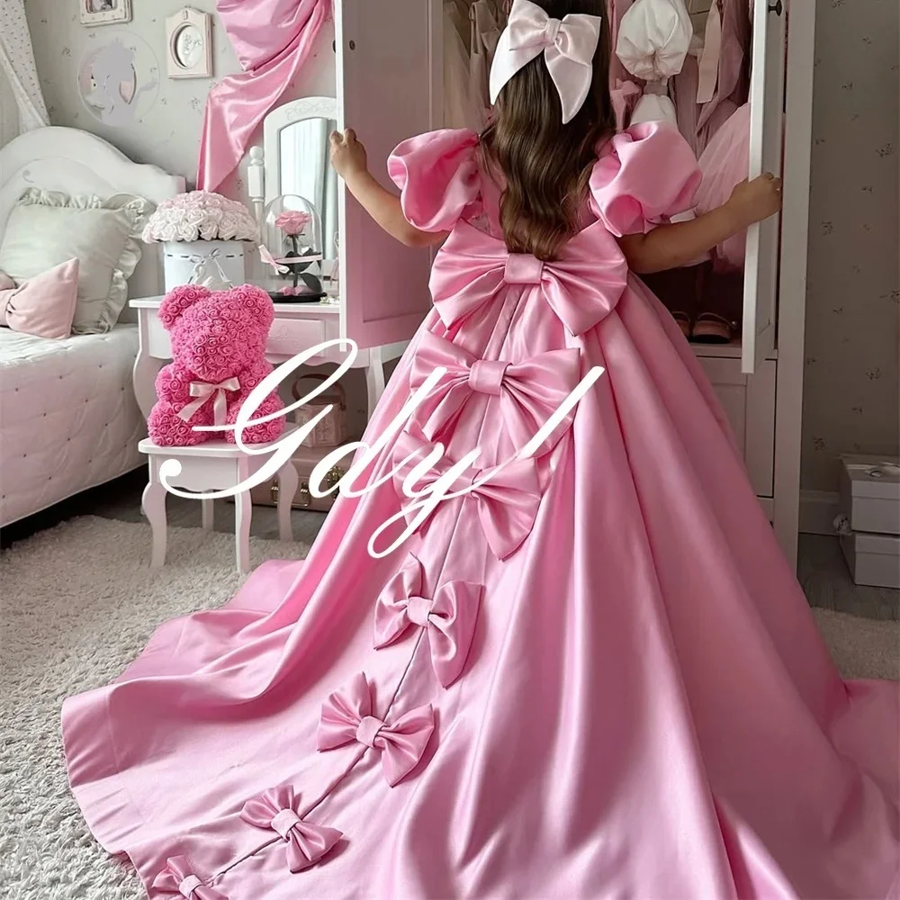 Custom Long Train Prom Dress Princess Pink Satin Girls Dress Kids Puffy Sleeve Bow Birthday Party Gown
Custom Long Train Prom Dress Princess Pink Satin Girls Dress Kids Puffy Sleeve Bow Birthday Party Gown