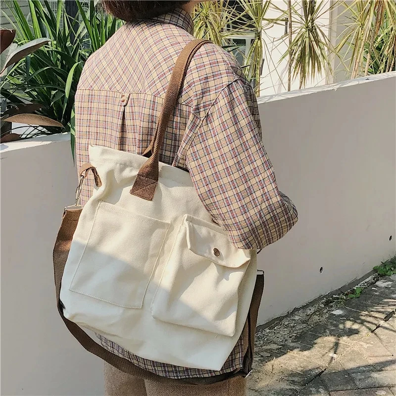 Women Canvas Shoulder Bag Student Messenger Bag Multi Pocket Tote Crossbody Cotton Cloth Large Capacity Shopping Bag Handbag
Women Canvas Shoulder Bag Student Messenger Bag Multi Pocket Tote Crossbody Cotton Cloth Large Capacity Shopping Bag Handbag