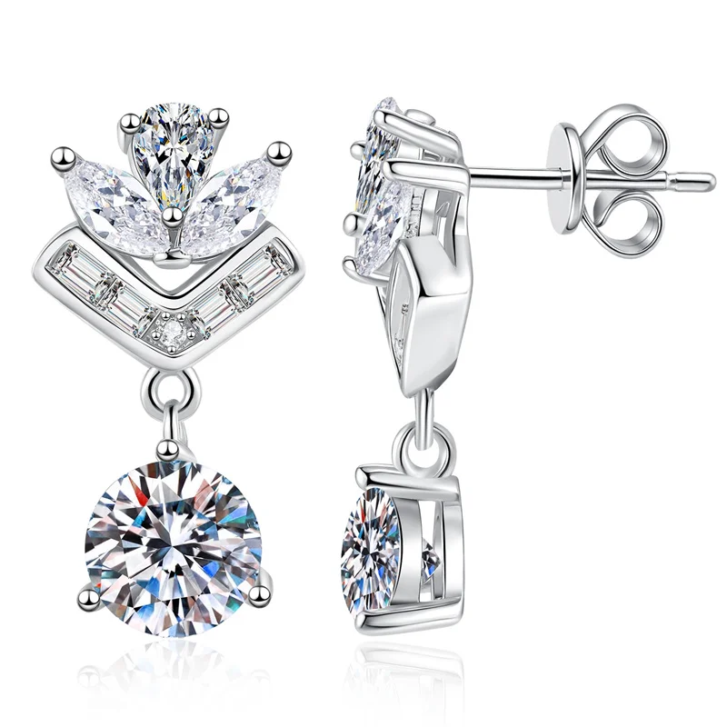 E346 Lefei Fashion Color D Diamond-set Classic Moissanite Lotous Flower Earring For Women 925 Sterling Silver Party Jewelry Gift
E346 Lefei Fashion Color D Diamond-set Classic Moissanite Lotous Flower Earring For Women 925 Sterling Silver Party Jewelry Gift