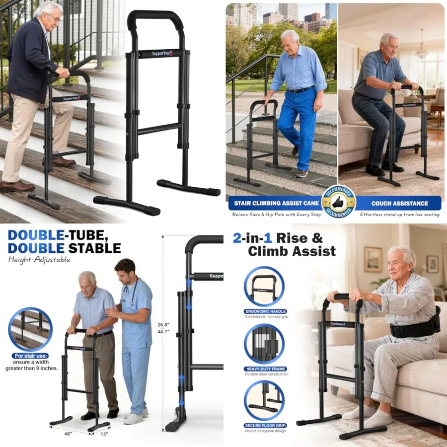 Upgrade 2-in-1 Assist Cane for Seniors, Both Stair Assist Cane and Standing Aid for Couch, Widening Anti Slip Base, Adjustable
Upgrade 2-in-1 Assist Cane for Seniors, Both Stair Assist Cane and Standing Aid for Couch, Widening Anti Slip Base, Adjustable