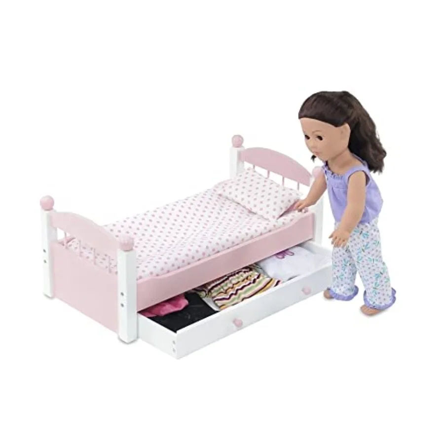 Emily Rose 18" Doll Pink Trundle Bed with Pull-Out Storage Drawer and 3-PC Bedding Set - Stackable Design - Fits American Girl
Emily Rose 18" Doll Pink Trundle Bed with Pull-Out Storage Drawer and 3-PC Bedding Set - Stackable Design - Fits American Girl