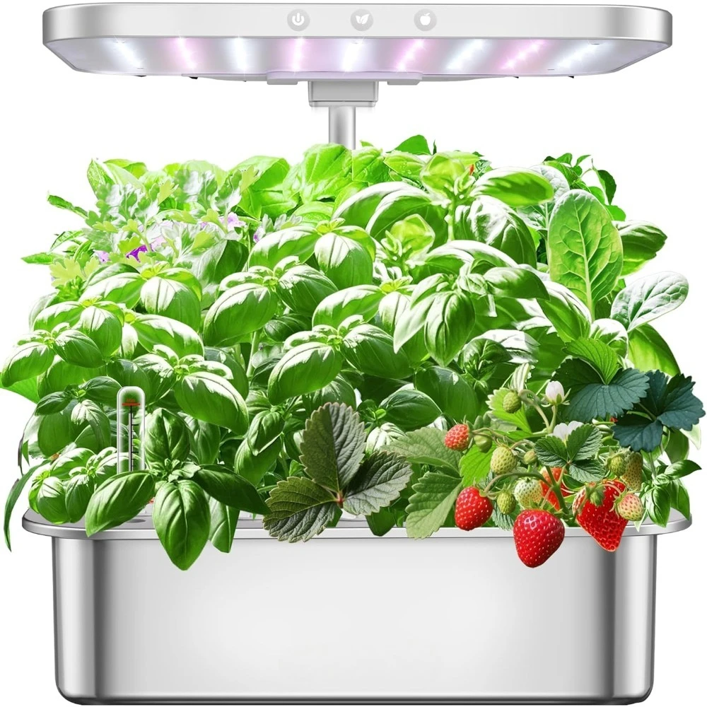 Stainless Steel Hydroponics Growing System Indoor Garden with LED Grow Light Full Spectrum 15 Pods Quiet Pump for Vegetables
Stainless Steel Hydroponics Growing System Indoor Garden with LED Grow Light Full Spectrum 15 Pods Quiet Pump for Vegetables