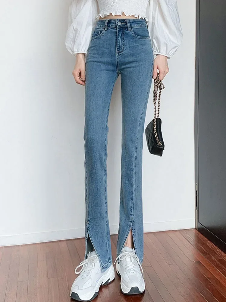 Skinny Split Design High Waist Flare Jeans Summer Thin Korean Streetwear Vaqueros Women Casual Vintage Slim Stretch Denim Pants
Skinny Split Design High Waist Flare Jeans Summer Thin Korean Streetwear Vaqueros Women Casual Vintage Slim Stretch Denim Pants