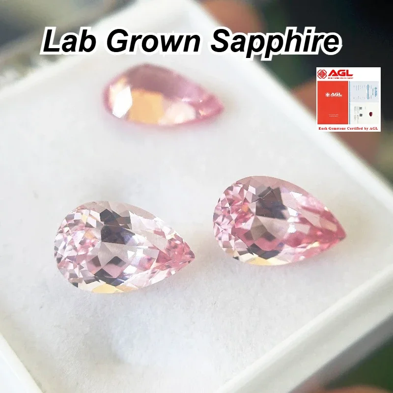 New Lab Grown Sapphire Pear Cut Sakura Pink Color Charms Jewelry Ring Making Main Materials Selectable AGL Certificate
New Lab Grown Sapphire Pear Cut Sakura Pink Color Charms Jewelry Ring Making Main Materials Selectable AGL Certificate