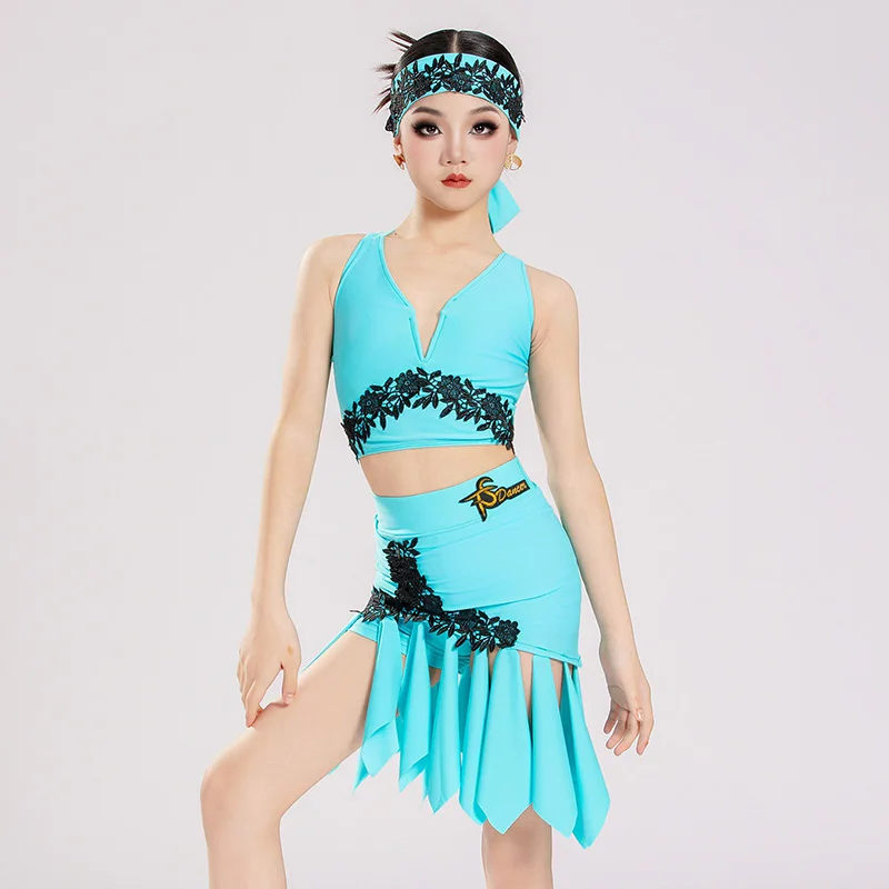 Latin Dance Competition Dancewear Kids Girls Children Vest Top and Irregular Skirts Set National Standard Training Costumes
Latin Dance Competition Dancewear Kids Girls Children Vest Top and Irregular Skirts Set National Standard Training Costumes