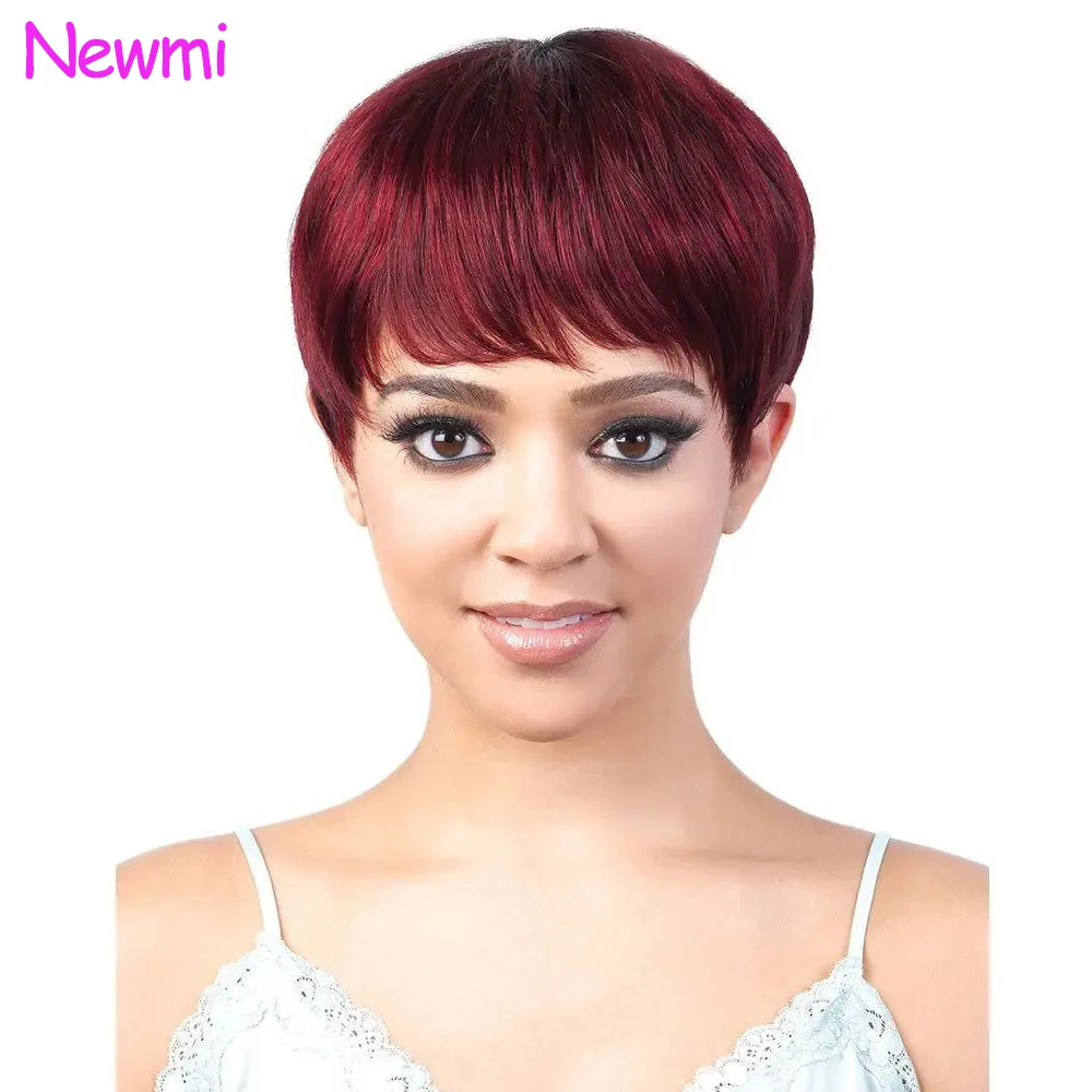 Новый парик Newmi 99J бордового цвета, короткая стрижка пикси, из 100% натуральных бразильских человеческих волос, машинной работы, с челкой, для женщин
Новый парик Newmi 99J бордового цвета, короткая стрижка пикси, из 100% натуральных бразильских человеческих волос, машинной работы, с челкой, для женщин