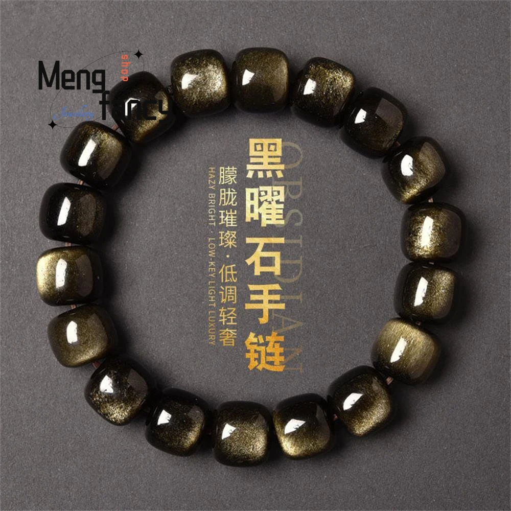 High-grade Natural Gold Silver Obsidian Old-style Bead Couple Bracelet Exquisite Fashion Jewelry Best Selling Fine Holiday Gifts
High-grade Natural Gold Silver Obsidian Old-style Bead Couple Bracelet Exquisite Fashion Jewelry Best Selling Fine Holiday Gifts