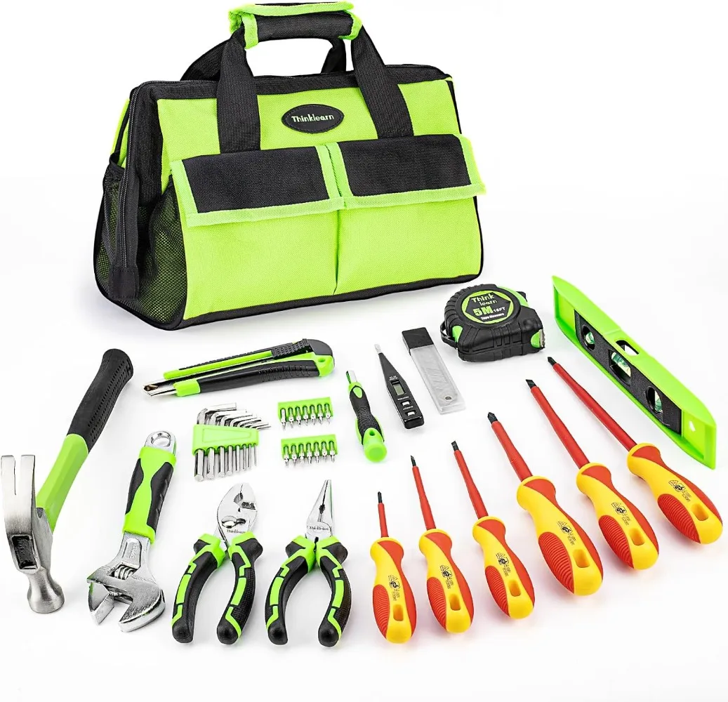 Tool Set - Home Tool Kit with 1000V Insulated Screwdriver Set, Basic Kit with Bag, Household Kit for Home Repair
Tool Set - Home Tool Kit with 1000V Insulated Screwdriver Set, Basic Kit with Bag, Household Kit for Home Repair
