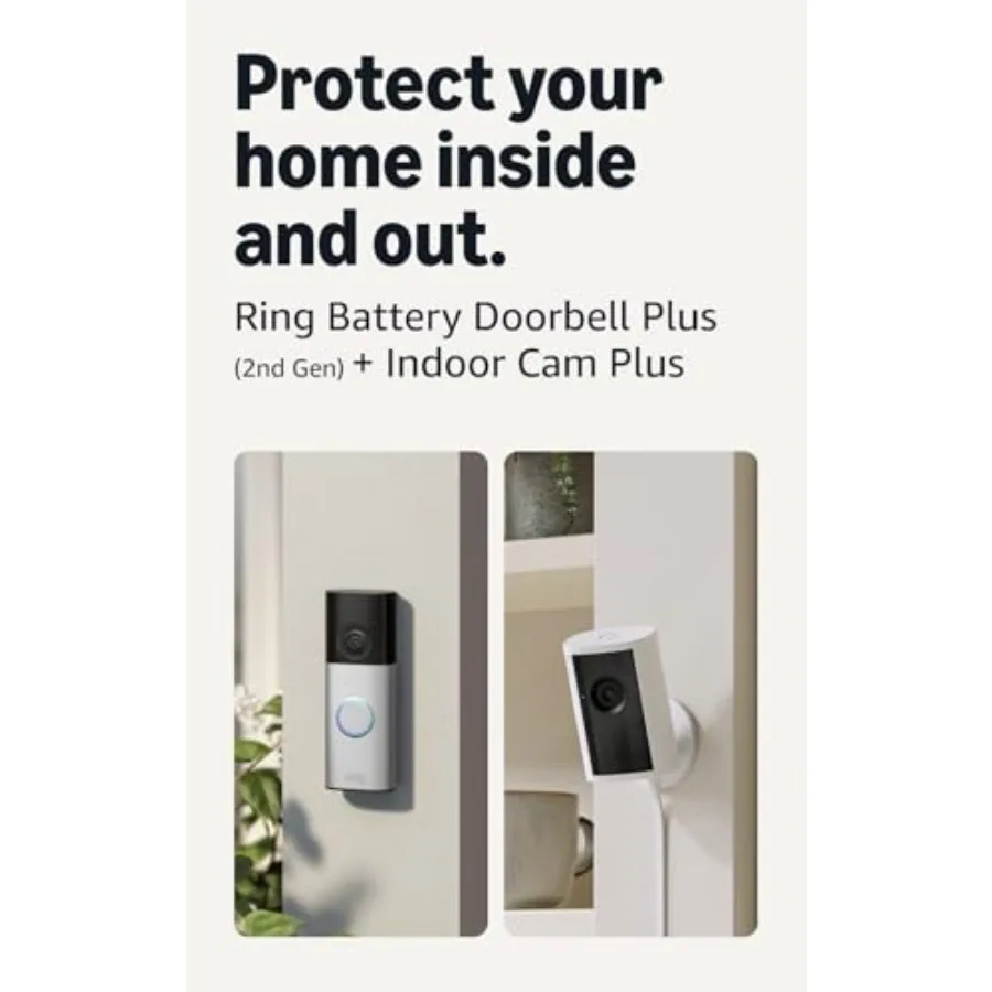 Ring Battery Doorbell Plus newest model for outdoor use, nickel silver metal, white, with built-in indoor cam plus and extended
Ring Battery Doorbell Plus newest model for outdoor use, nickel silver metal, white, with built-in indoor cam plus and extended