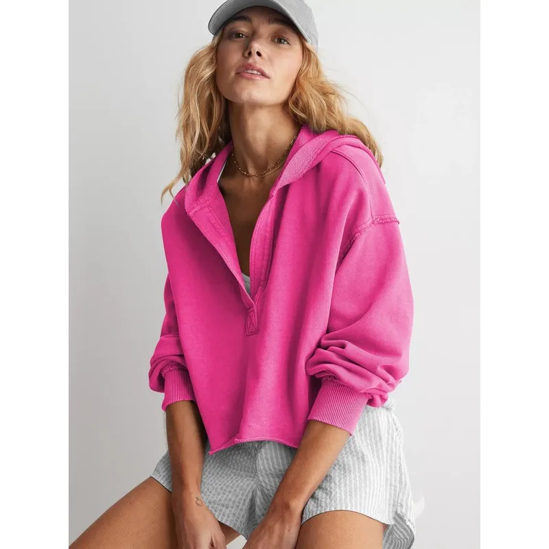 Women's Casual Loose Long Sleeve V-Neck Hoodie Comfortable Versatile Sweatshirt Fashionable Streetwear Style for All Seasons
Women's Casual Loose Long Sleeve V-Neck Hoodie Comfortable Versatile Sweatshirt Fashionable Streetwear Style for All Seasons
