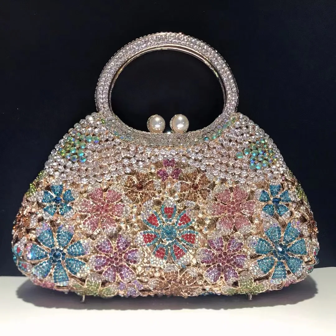 Large Capacity Flower Rhinestone Top-Handle Wedding Purses Luxury Diamond Long Chain Shoulder Party Prom Handbags Crystal Clutch
Large Capacity Flower Rhinestone Top-Handle Wedding Purses Luxury Diamond Long Chain Shoulder Party Prom Handbags Crystal Clutch