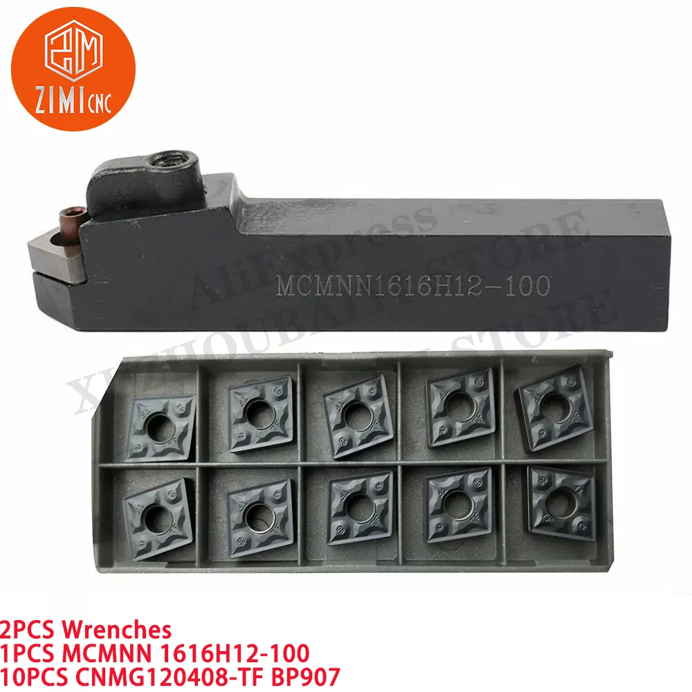 1PCS MCMNN1616H12-100 Lathe Carbide Turning Tool Holder + 10PCS CNMG120408-TF Carbide Inserts CNC metal mechanical cutting tools
1PCS MCMNN1616H12-100 Lathe Carbide Turning Tool Holder + 10PCS CNMG120408-TF Carbide Inserts CNC metal mechanical cutting tools