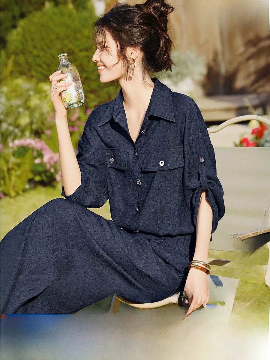 Elegant Pure Color High Waist Wide Leg Jumpsuit Women's Spring Fashion Workwear Comfortable Slimming One-Piece Suit
Elegant Pure Color High Waist Wide Leg Jumpsuit Women's Spring Fashion Workwear Comfortable Slimming One-Piece Suit