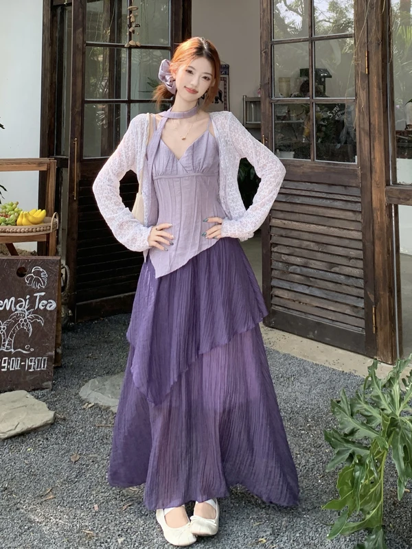 plus Size Women's Gentle Style Summer New Irregular Strap Cardigan Top with Lace Hem Half Skirt Set High Waist A-Line Skirt
plus Size Women's Gentle Style Summer New Irregular Strap Cardigan Top with Lace Hem Half Skirt Set High Waist A-Line Skirt