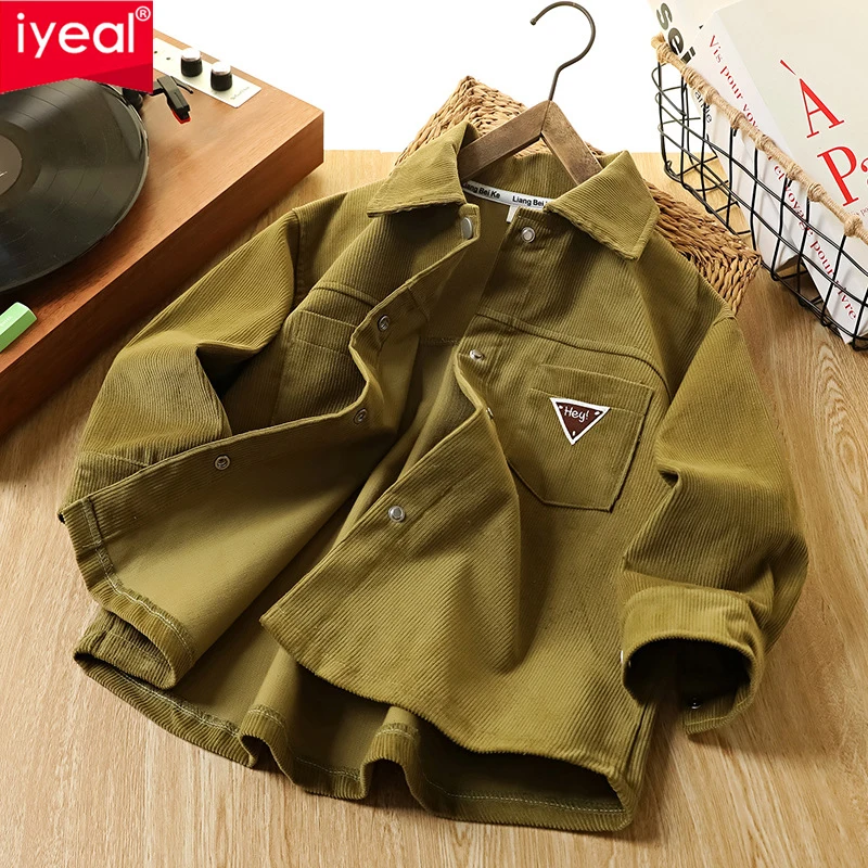 Рубашка из чистого хлопка для мальчиков IYEAL, весенне-осенний стиль 2021, куртка-рубашка, модный кардиган с лацканами, детская рубашка с длинными рукавами
Рубашка из чистого хлопка для мальчиков IYEAL, весенне-осенний стиль 2021, куртка-рубашка, модный кардиган с лацканами, детская рубашка с длинными рукавами