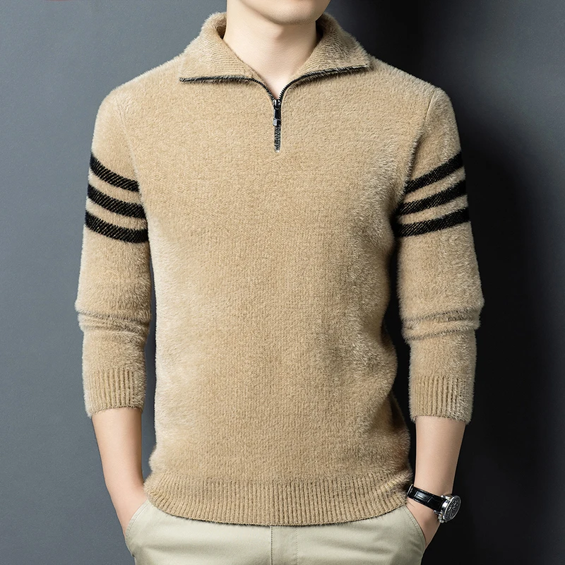 Mink Fur Men's Winter Half-zipper Reversible High-neck Thickened Warm Knitted Base Wool Sweater
Mink Fur Men's Winter Half-zipper Reversible High-neck Thickened Warm Knitted Base Wool Sweater