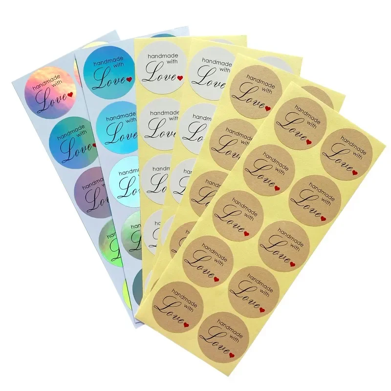 100Pcs Handmade with love Red hearts Decorative laser stickers Waterproof Round plain silver kraft white 3.5CM
100Pcs Handmade with love Red hearts Decorative laser stickers Waterproof Round plain silver kraft white 3.5CM