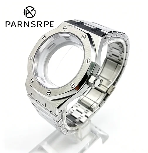 42mm Silver Watch Case With Strap Sapphire Glass Fits NH35A NH36A Automatic Movement 31.3mm Dial Mechanical Watch Case
42mm Silver Watch Case With Strap Sapphire Glass Fits NH35A NH36A Automatic Movement 31.3mm Dial Mechanical Watch Case