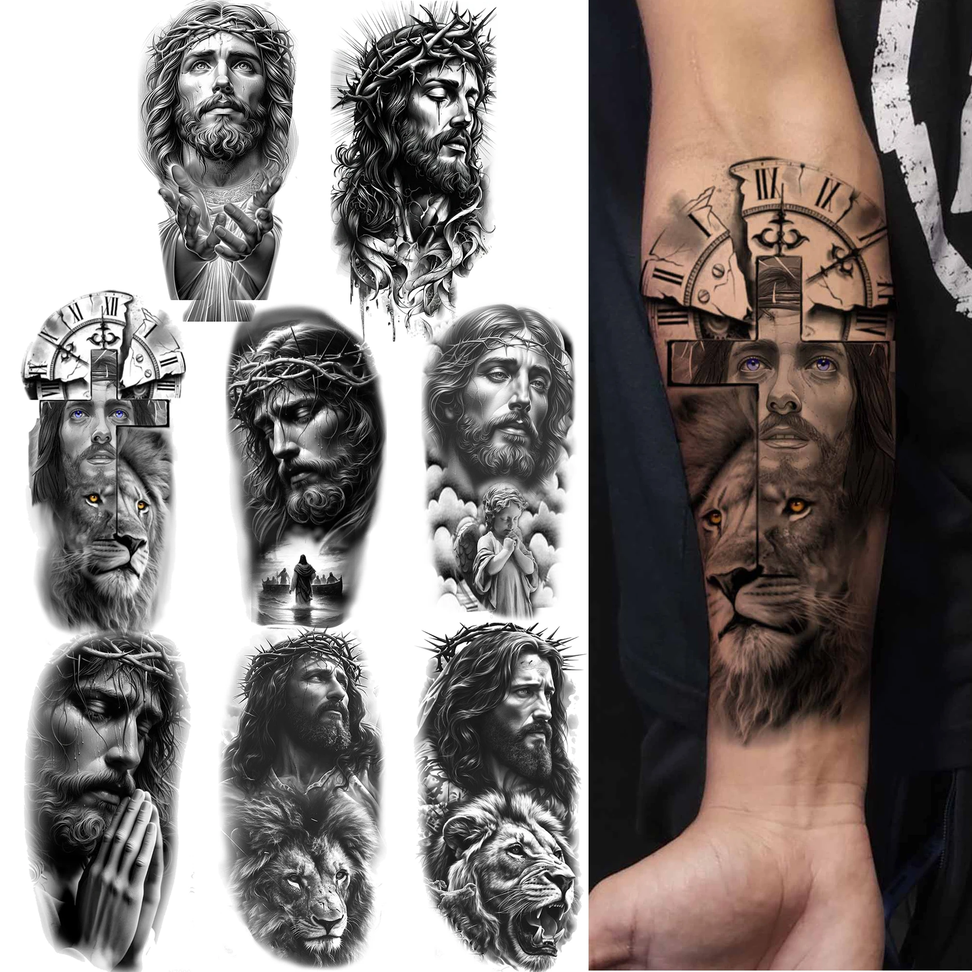 1 лист Иисус Христос христианские временные татуировки для мужчин и взрослых рука предплечье нога Бог религия поддельные татуировки наклейка переносная
1 лист Иисус Христос христианские временные татуировки для мужчин и взрослых рука предплечье нога Бог религия поддельные татуировки наклейка переносная