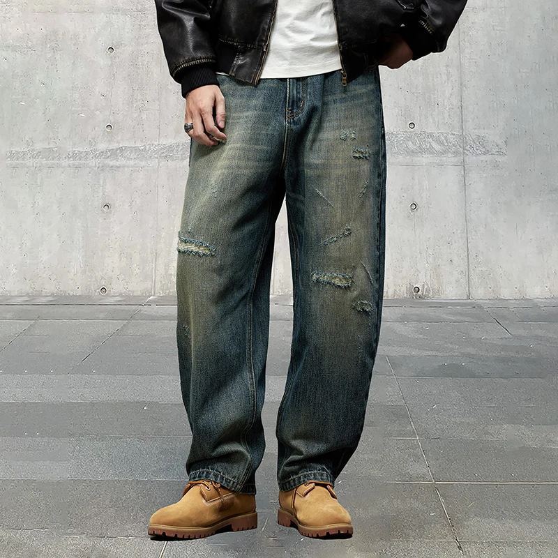 sping and autumn tide brand American retro advanced sense washed high-end fabric denim holes loose straight leg cutlass pants m
sping and autumn tide brand American retro advanced sense washed high-end fabric denim holes loose straight leg cutlass pants m