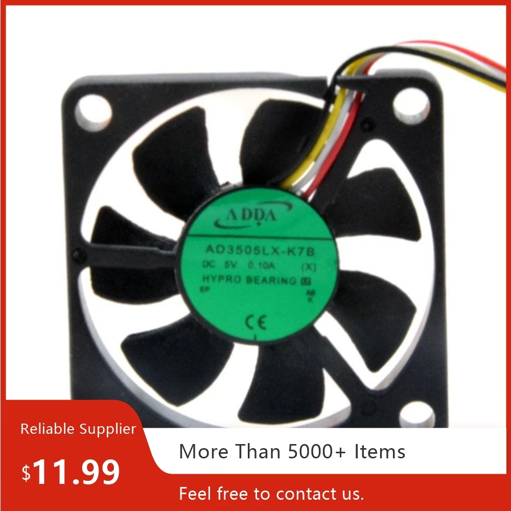 2pcs AD3505LX-K7B for ADDA 35mm 5V 0.10A 4-Wire Cooling Fan, 6500RPM, 3.5CFM for PC, Server & Electronics
2pcs AD3505LX-K7B for ADDA 35mm 5V 0.10A 4-Wire Cooling Fan, 6500RPM, 3.5CFM for PC, Server & Electronics