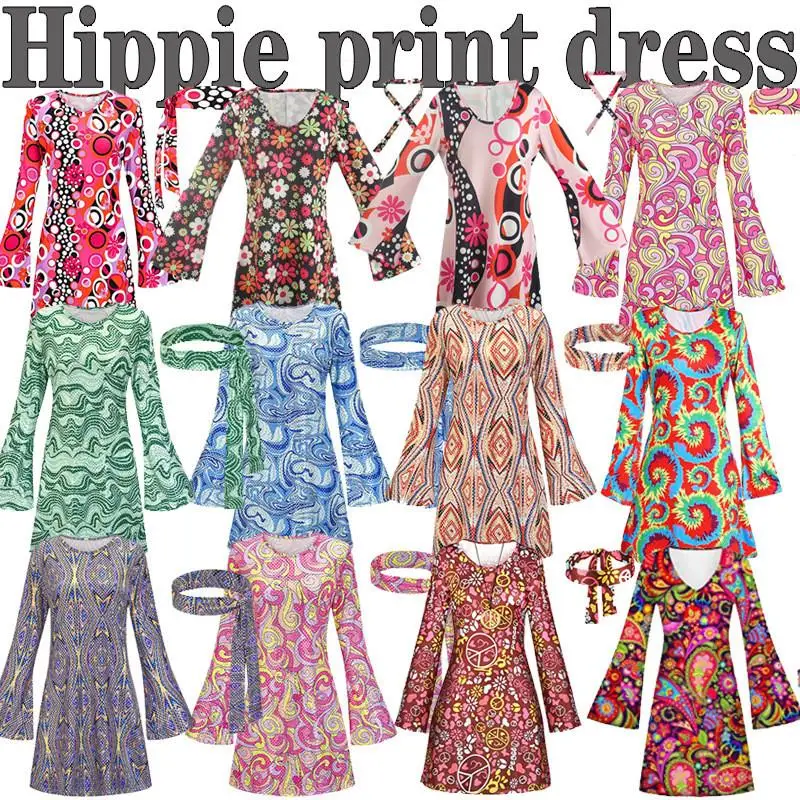 Halloween Women's Hippie Print Dress 70s Style Ethnic Women's Clothing Spring Fashion Trend Bohemian Long Skirt
Halloween Women's Hippie Print Dress 70s Style Ethnic Women's Clothing Spring Fashion Trend Bohemian Long Skirt