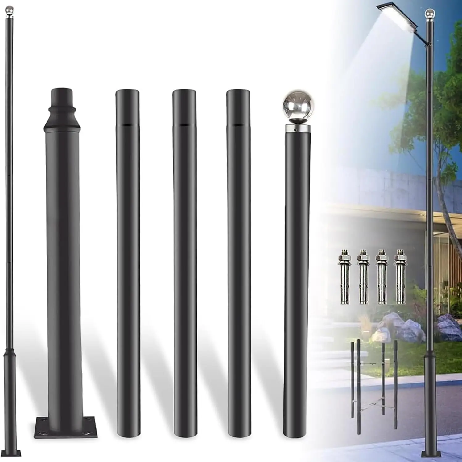 16Ft Solar Street Light Pole with Base for Outdoor Areas, Backyard, Patio, Park, Parking and Walkway
16Ft Solar Street Light Pole with Base for Outdoor Areas, Backyard, Patio, Park, Parking and Walkway