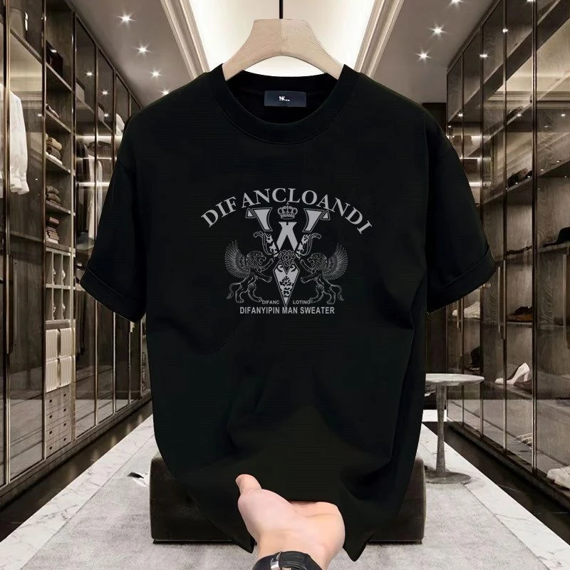 High-quality Men's Summer New Thick Pure Cotton T-shirt, with Printed Design, Stylish, Breathable, and Sweat-absorbing
High-quality Men's Summer New Thick Pure Cotton T-shirt, with Printed Design, Stylish, Breathable, and Sweat-absorbing
