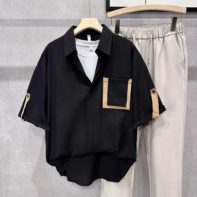 New Men Clothing Trendy Contrast Color Pocket Streetwear Casual Shirt Summer Lapel Short Sleeve Oversized Tops Camisas De Hombre
New Men Clothing Trendy Contrast Color Pocket Streetwear Casual Shirt Summer Lapel Short Sleeve Oversized Tops Camisas De Hombre
